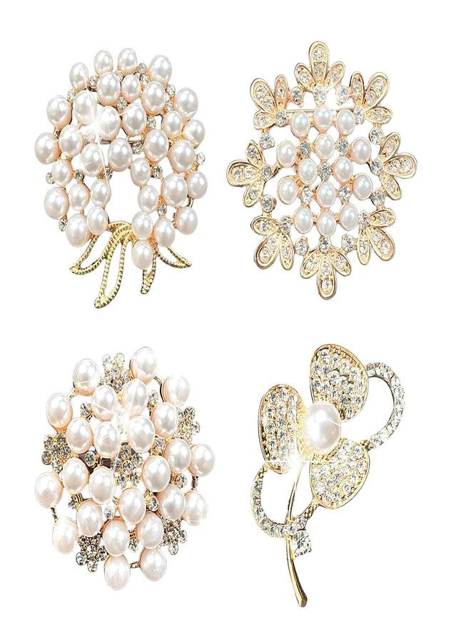 Waaqkid 4 PCS Crystal Pearl Brooches for Women, Broches para Ropa de Mujer, Brooch Pins for DIY Wedding Party - Image 1
